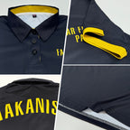 Custom Black Yellow Performance Golf Polo Shirt photo 2