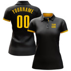 Custom Black Yellow Performance Golf Polo Shirt photo 3