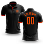 Custom Black Orange Performance Golf Polo Shirt