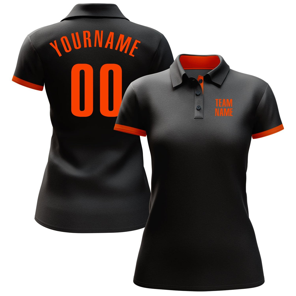 Custom Black Orange Performance Golf Polo Shirt photo 2