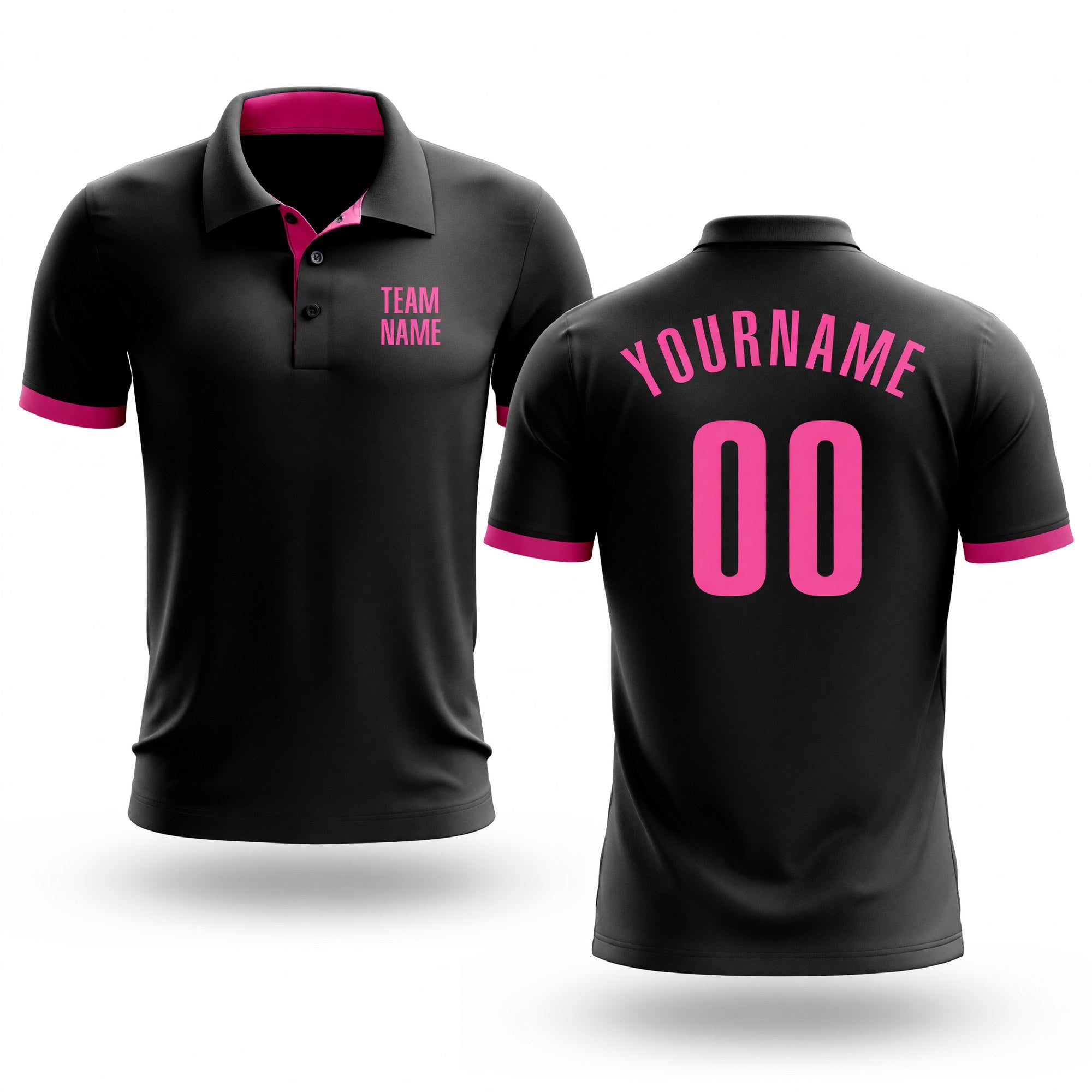 Custom Black Pink Performance Golf Polo Shirt