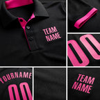 Custom Black Pink Performance Golf Polo Shirt detail