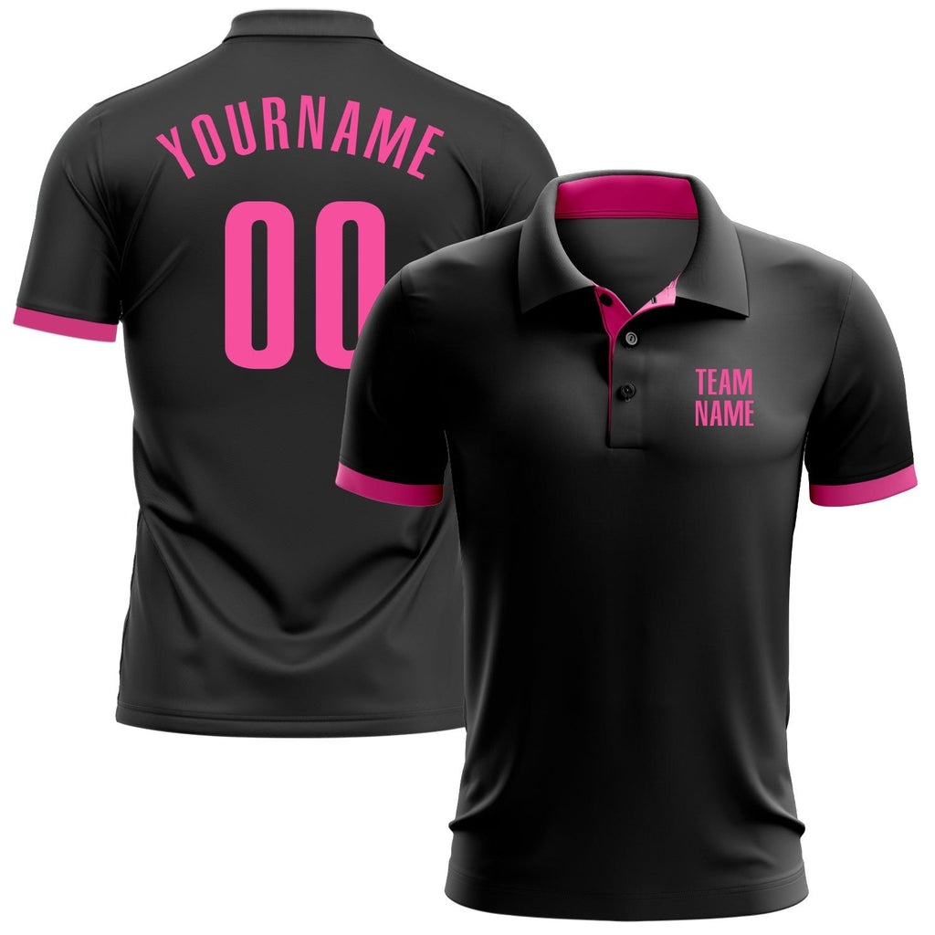 Custom Black Pink Performance Golf Polo Shirt photo 1