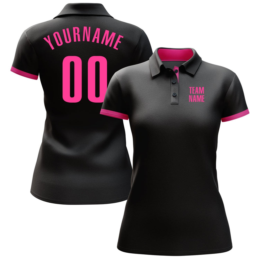 Custom Black Pink Performance Golf Polo Shirt photo 2