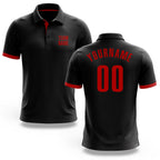 Custom Black Red Performance Golf Polo Shirt
