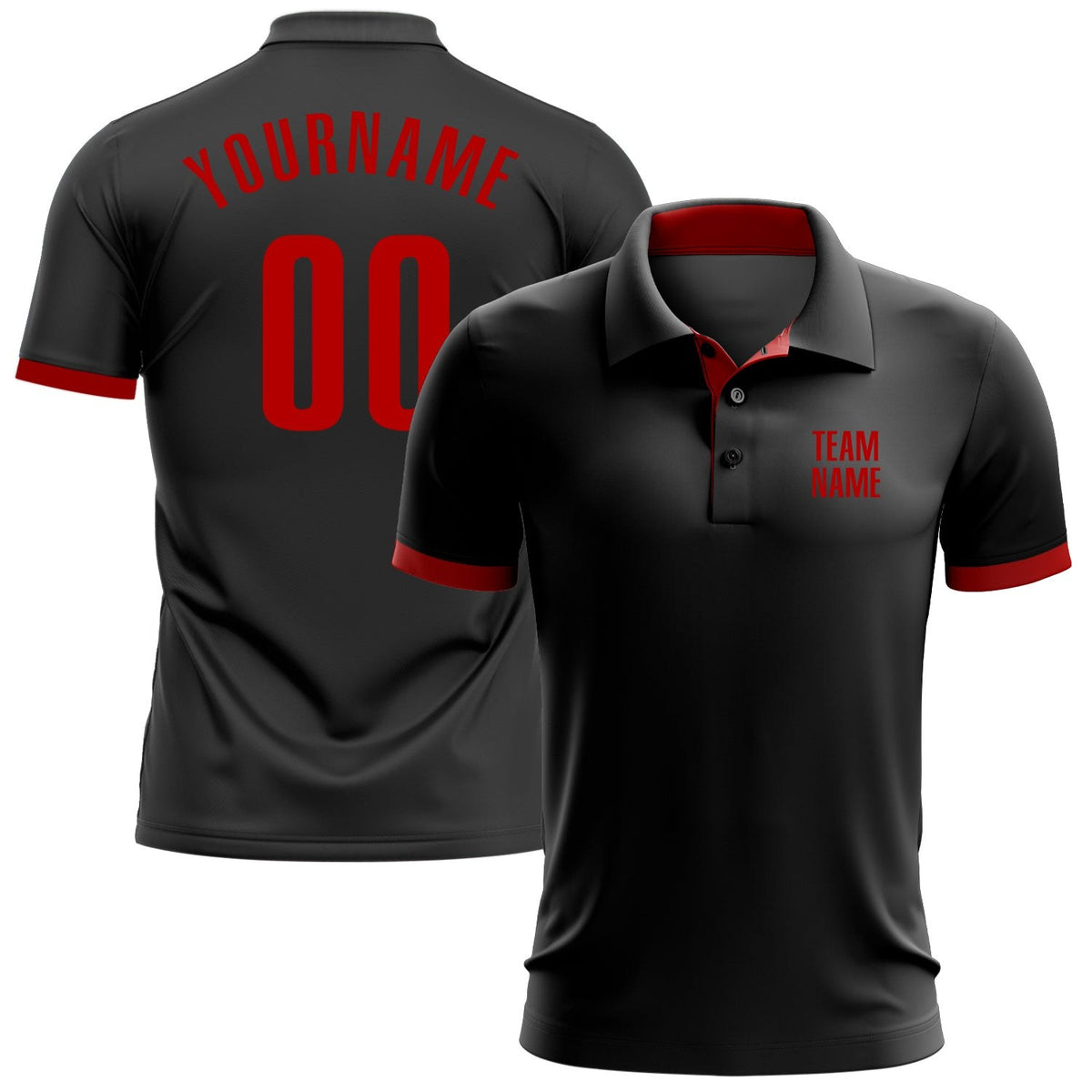 Custom Black Red Performance Golf Polo Shirt photo 1