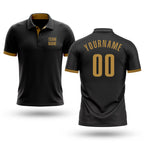 Custom Black Old Gold Performance Golf Polo Shirt