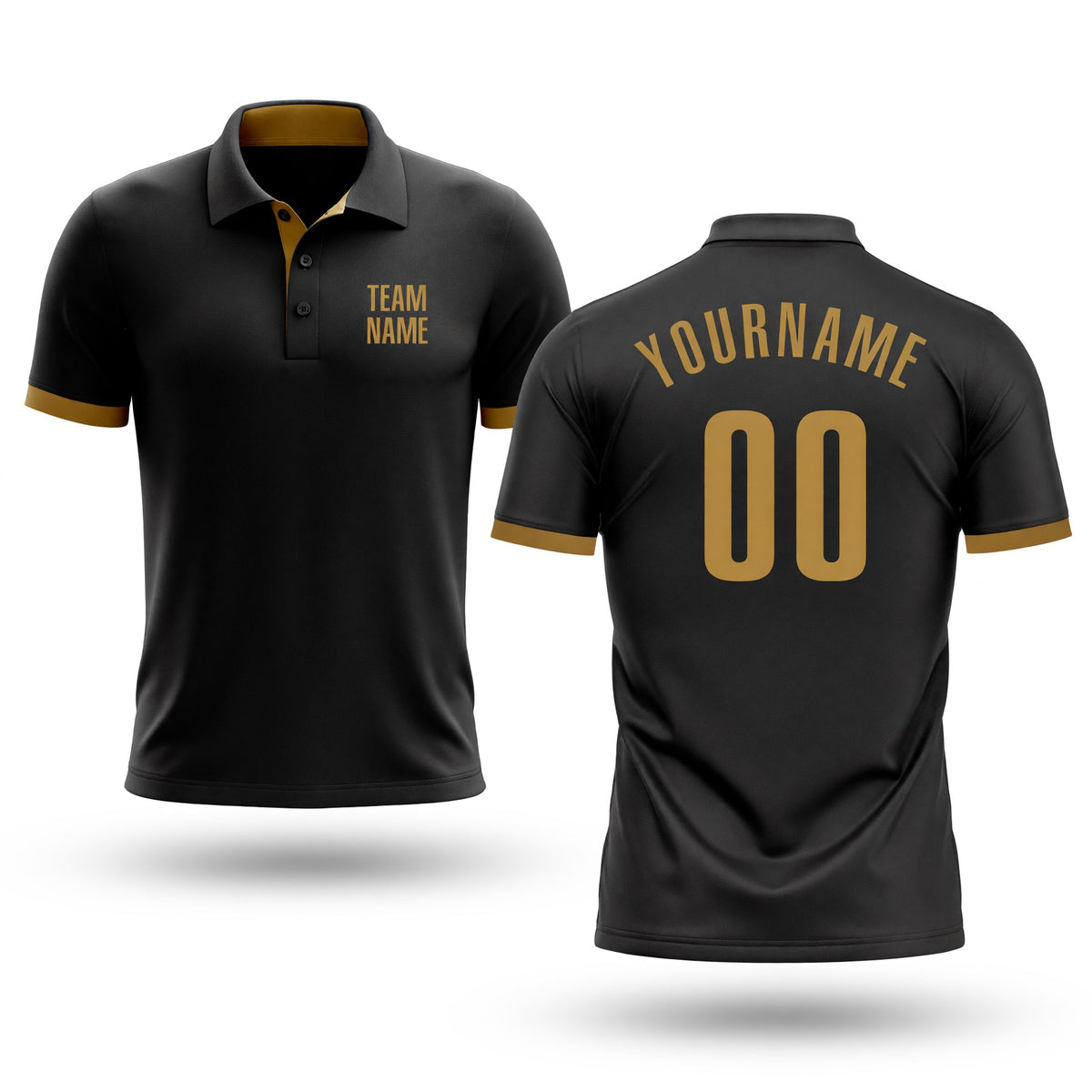 Custom Black Old Gold Performance Golf Polo Shirt