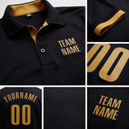 Custom Black Old Gold Performance Golf Polo Shirt detail