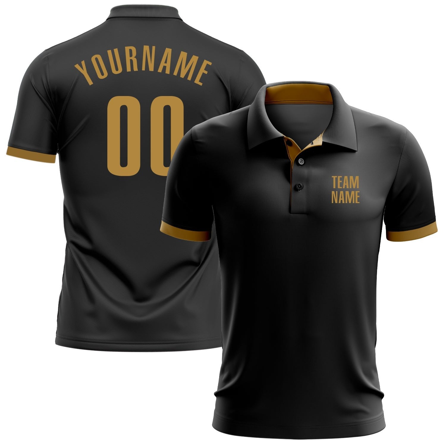 Custom Black Old Gold Performance Golf Polo Shirt photo 1