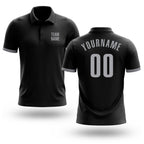 Custom Black Gray Performance Golf Polo Shirt