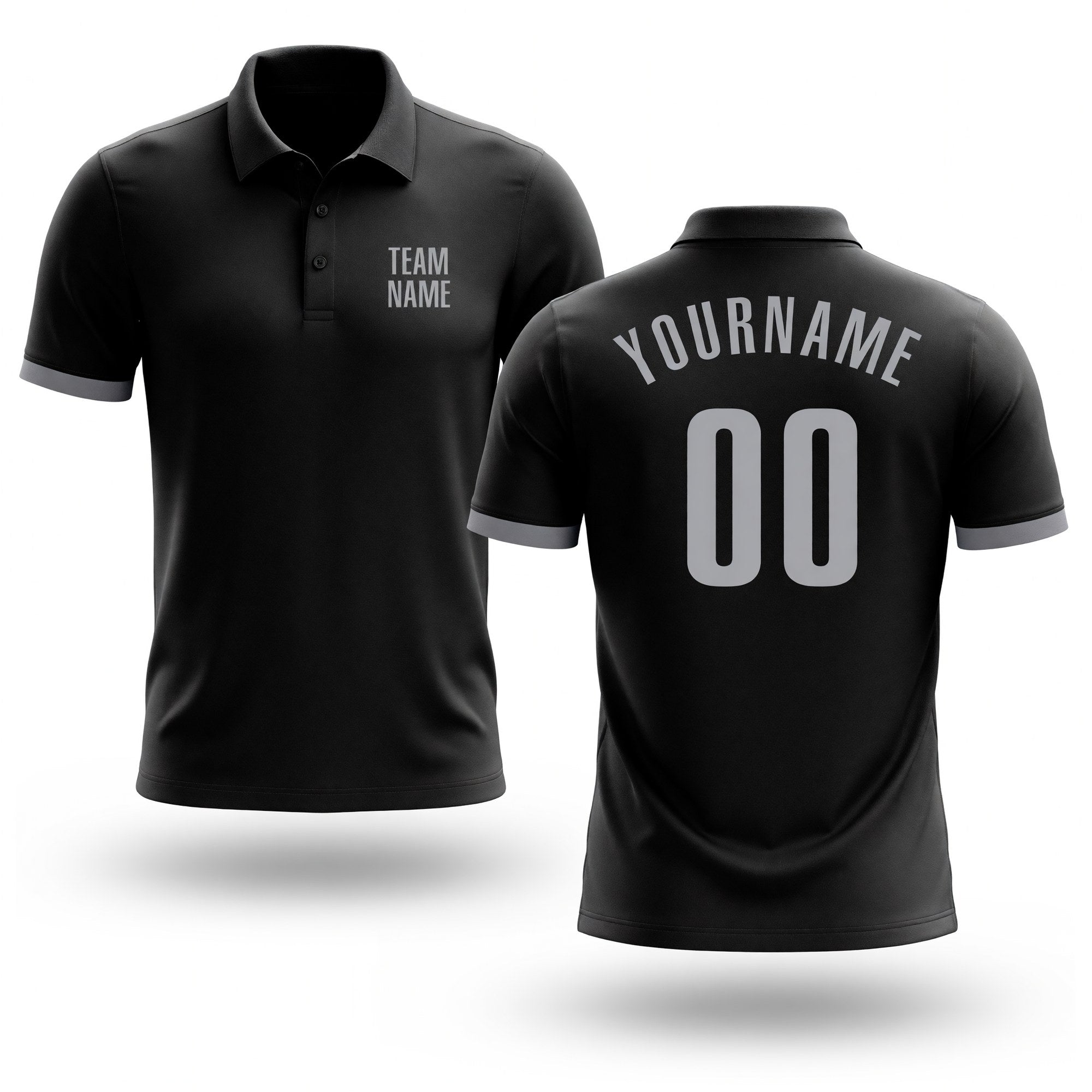 Custom Black Gray Performance Golf Polo Shirt