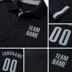Custom Black Gray Performance Golf Polo Shirt detail
