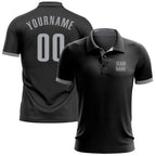 Custom Black Gray Performance Golf Polo Shirt photo 1