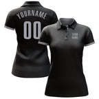 Custom Black Gray Performance Golf Polo Shirt photo 2