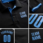 Custom Black Light Blue Performance Golf Polo Shirt detail