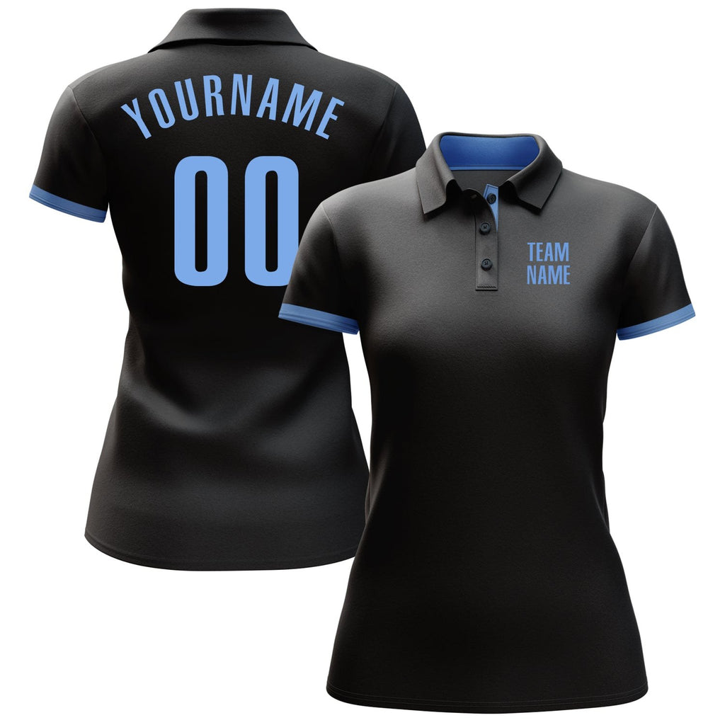 Custom Black Light Blue Performance Golf Polo Shirt photo 2