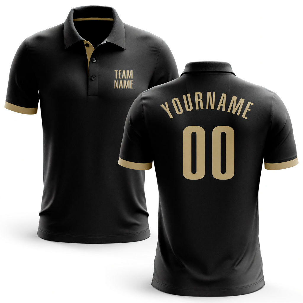 Custom Black Cream Performance Golf Polo Shirt