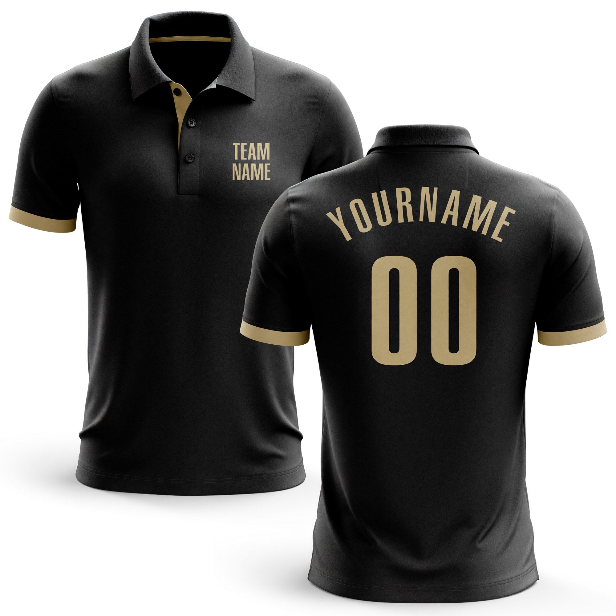 Custom Black Cream Performance Golf Polo Shirt