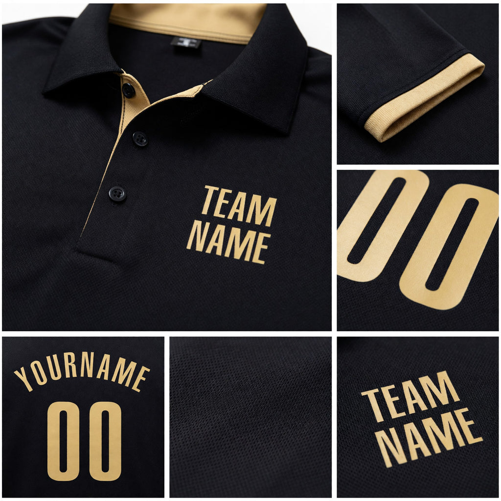 Custom Black Cream Performance Golf Polo Shirt detail
