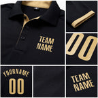 Custom Black Cream Performance Golf Polo Shirt detail