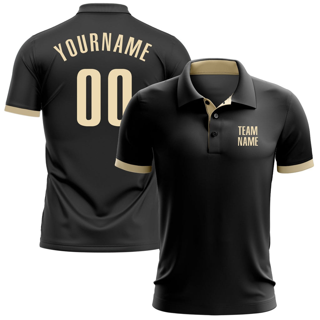 Custom Black Cream Performance Golf Polo Shirt photo 1
