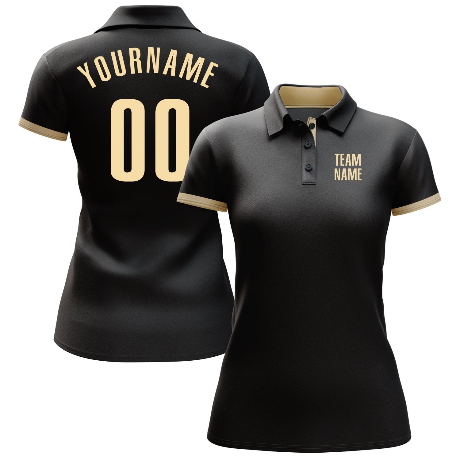Custom Black Cream Performance Golf Polo Shirt photo 2