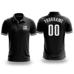 Custom Black White Performance Golf Polo Shirt