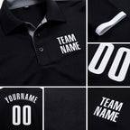 Custom Black White Performance Golf Polo Shirt detail
