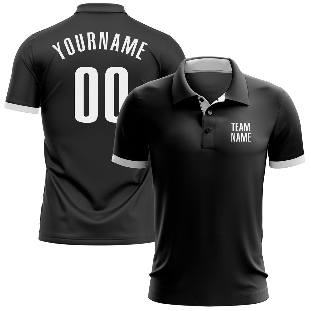 Custom Black White Performance Golf Polo Shirt photo 1