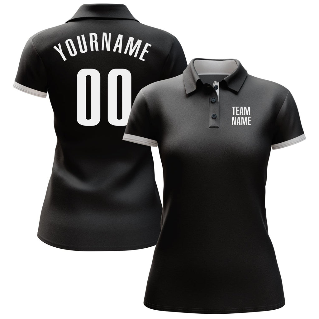 Custom Black White Performance Golf Polo Shirt photo 2