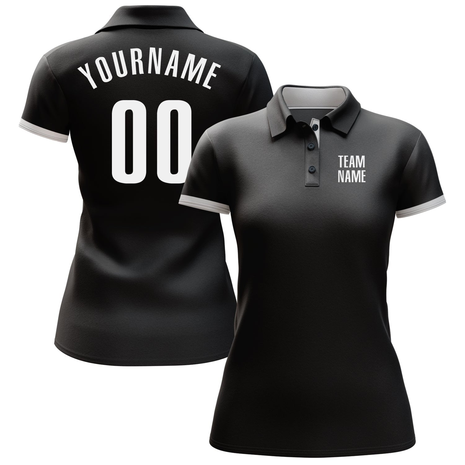 Custom Black White Performance Golf Polo Shirt photo 2