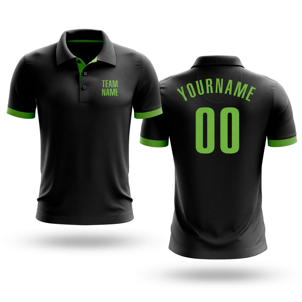 Custom Black Neon Green Performance Golf Polo Shirt