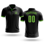 Custom Black Neon Green Performance Golf Polo Shirt