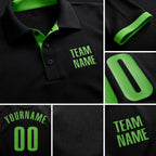 Custom Black Neon Green Performance Golf Polo Shirt detail