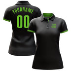 Custom Black Neon Green Performance Golf Polo Shirt photo 2