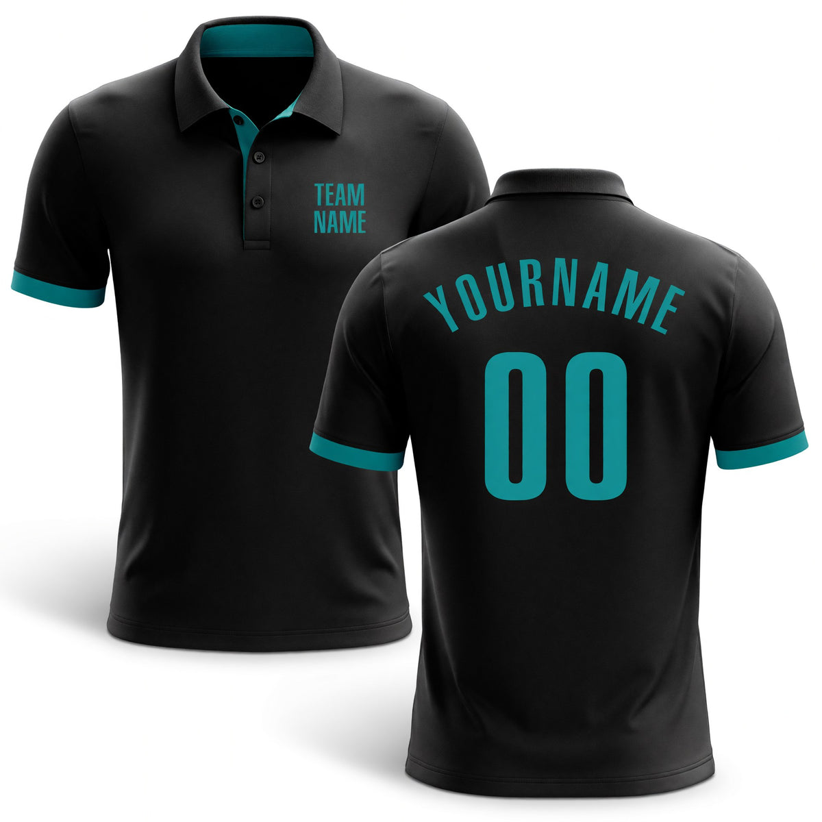 Custom Black Aqua Performance Golf Polo Shirt