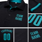 Custom Black Aqua Performance Golf Polo Shirt detail