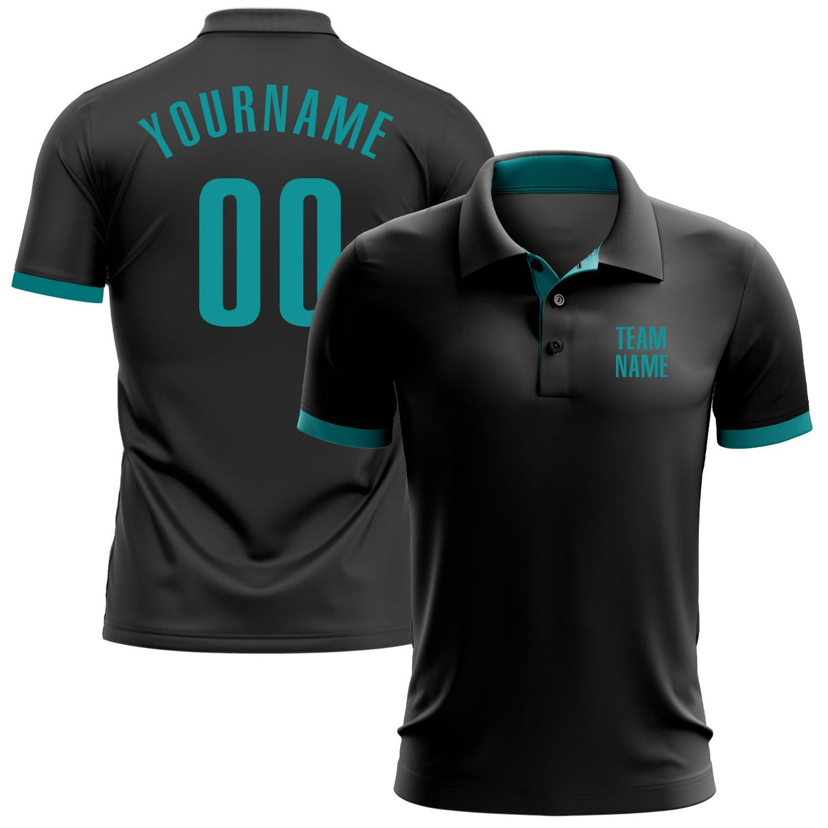 Custom Black Aqua Performance Golf Polo Shirt photo 1