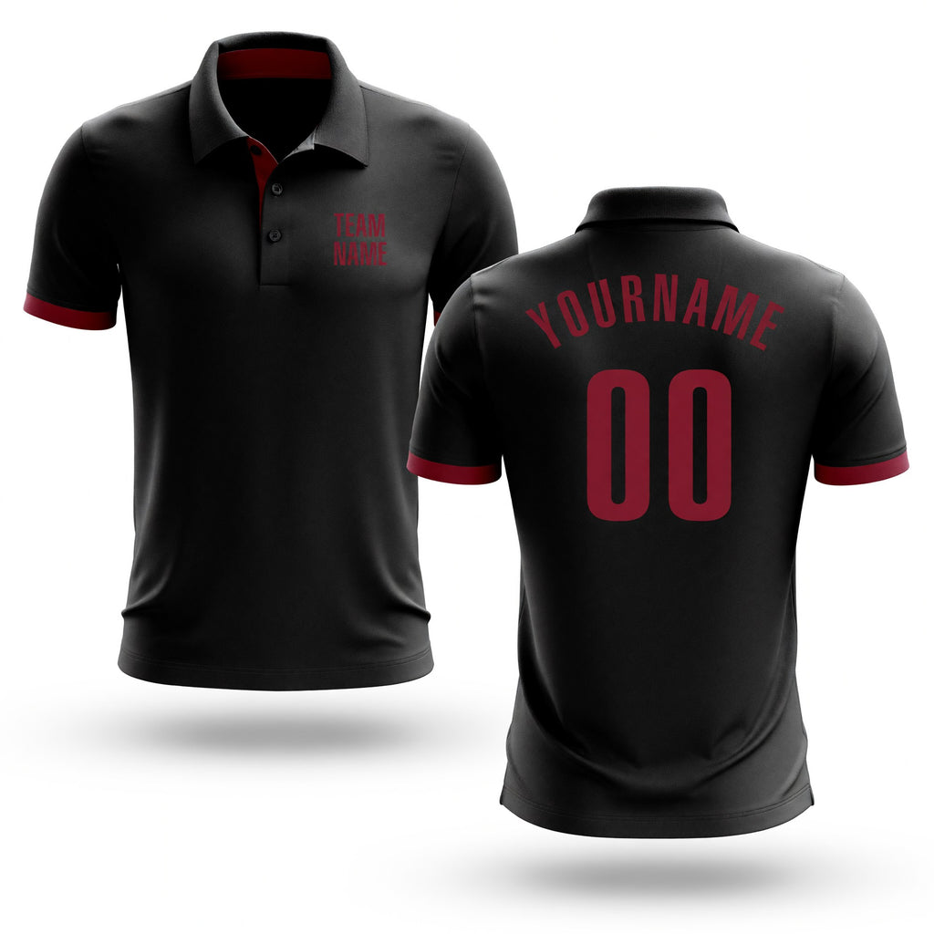 Custom Black Crimson Performance Golf Polo Shirt