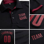 Custom Black Crimson Performance Golf Polo Shirt detail