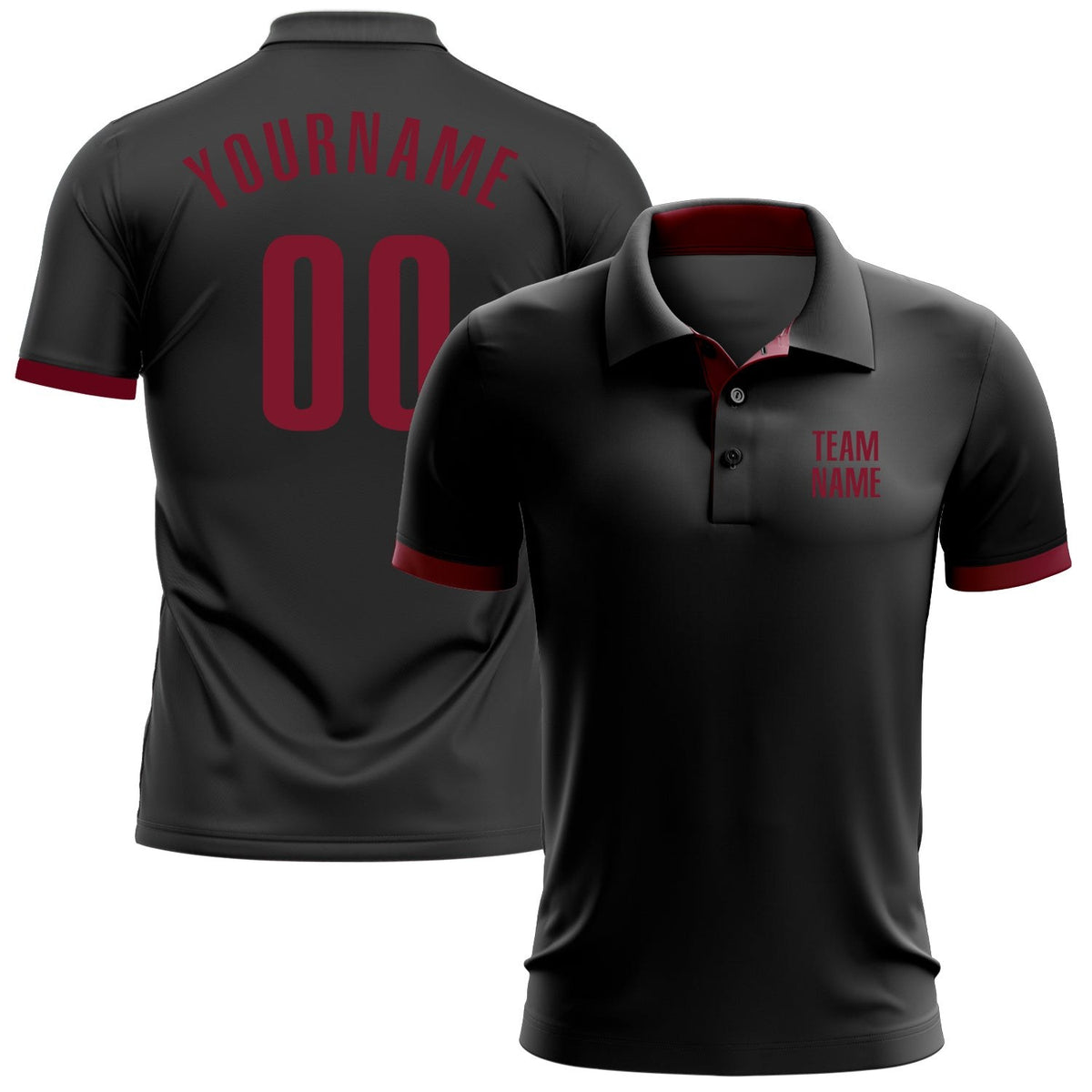 Custom Black Crimson Performance Golf Polo Shirt photo 1