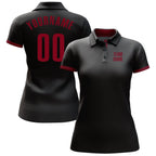 Custom Black Crimson Performance Golf Polo Shirt photo 2