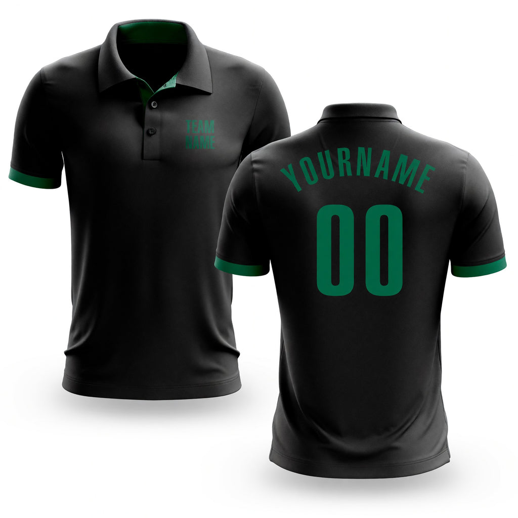 Custom Black Kelly Green Performance Golf Polo Shirt