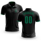 Custom Black Kelly Green Performance Golf Polo Shirt