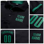 Custom Black Kelly Green Performance Golf Polo Shirt detail