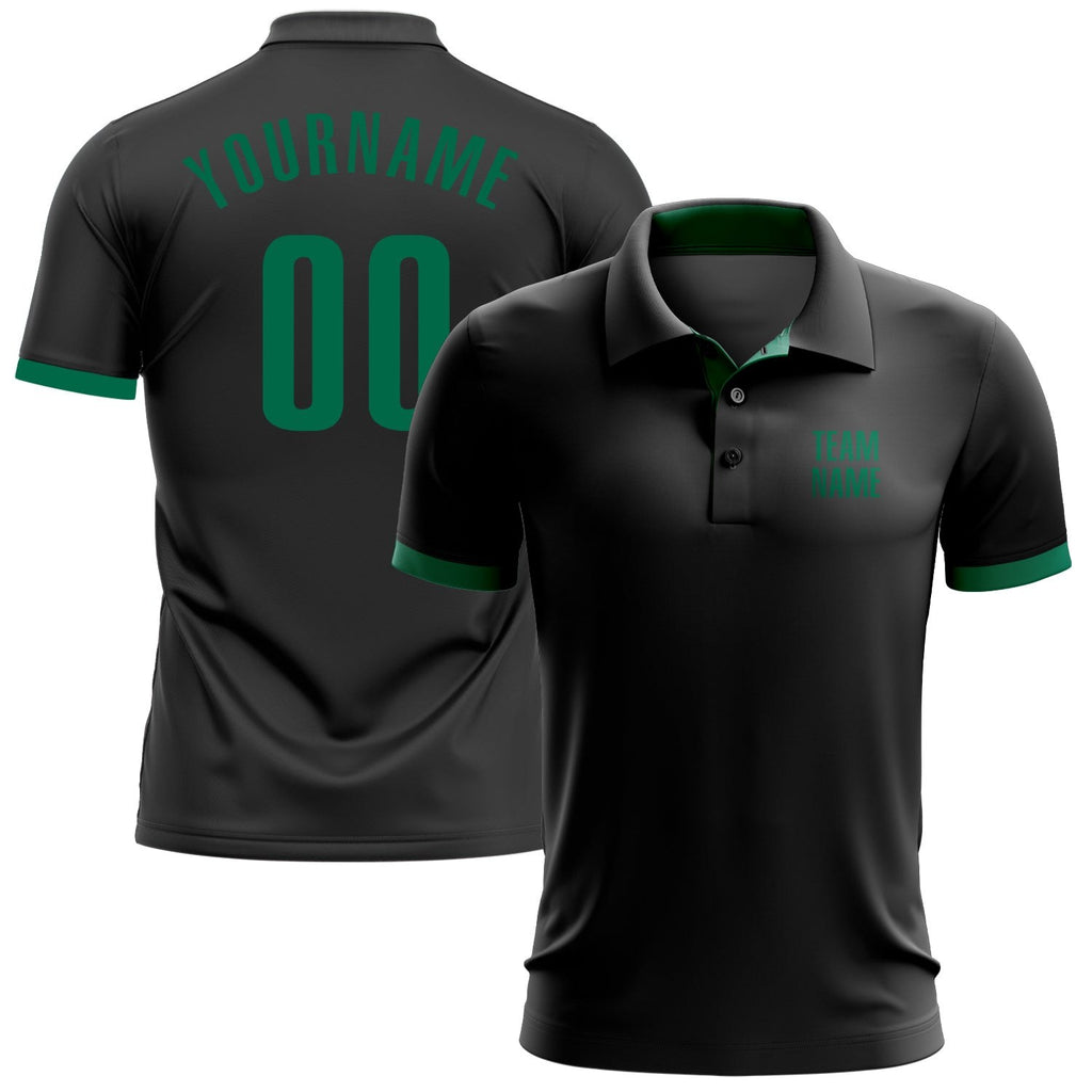 Custom Black Kelly Green Performance Golf Polo Shirt photo 1