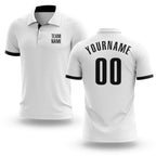 Custom White Black Performance Golf Polo Shirt