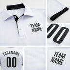Custom White Black Performance Golf Polo Shirt detail