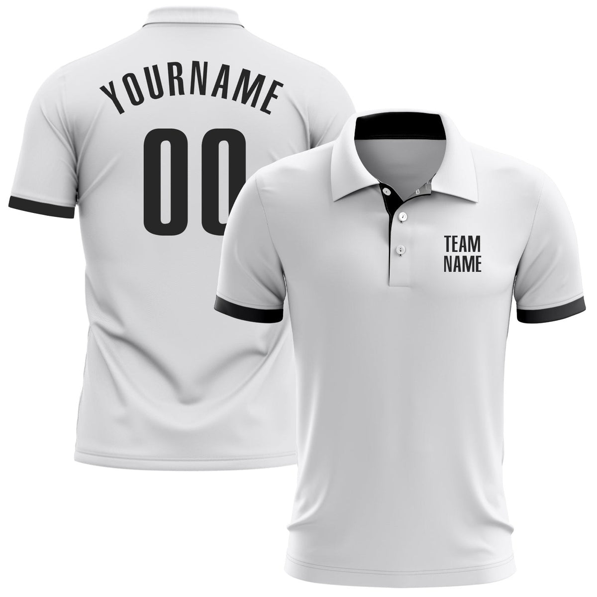 Custom White Black Performance Golf Polo Shirt photo 1